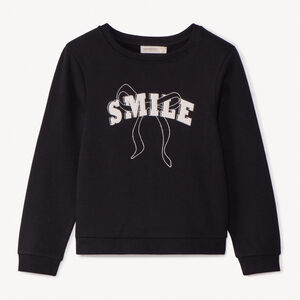 Φούτερ molleton μονόχρωμο με φαντεζί σχέδιο και glitter για κορίτσι 