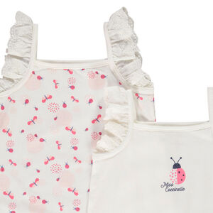 Σετ από 2 κοντές φόρμες με ραντάκια και κεντήματα για μωρό κορίτσι 