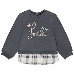 Sweat bi-matière effet 2 en 1 pour bébé fille 