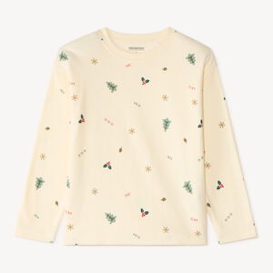 T-shirt manches longues garçon imprimé sapins et flocons 