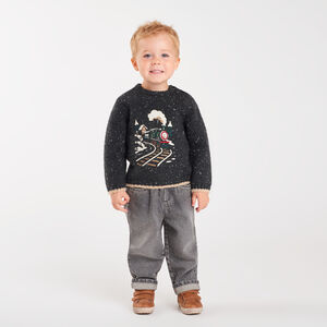 Pull bébé garçon en tricot motif train brodé 