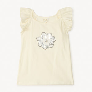 Τοπ με φανταστικά μανίκια και λουλούδια από παγιέτες για κορίτσι 