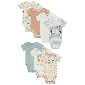 Σετ από 7 κοντομάνικα σώματα με σχέδιο σαφάρι για μωρό αγόρι 