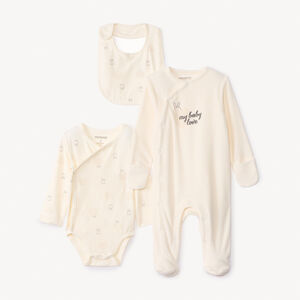Σετ γέννησης 3 τεμαχίων My baby love εκρού για μωρό 