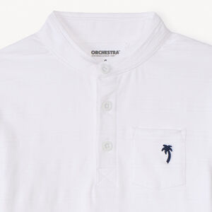 Πόλο με κοντά μανίκια, γιακά mao με κέντημα φοινικιάς για αγόρια. 