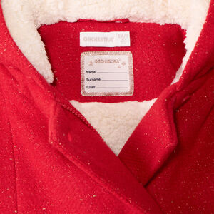 Παλτό από drap de laine κόκκινο με χρυσό lurex και επένδυση sherpa για κορίτσι 