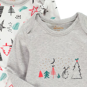 Σετ από 2 bodies μακρυμάνικα με οργανικό βαμβάκι σε χριστουγεννιάτικο στυλ για bebe αγόρι 