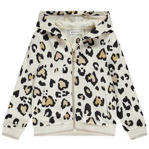 Gilet zippé à capuche en molleton imprimé pour fille Main Gilet zippé à capuche en molleton imprimé pour fille