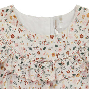 Σέτ μπλούζας με λουλούδια + μονόχρωμο σορτς μπεζ για μωρό κορίτσι 