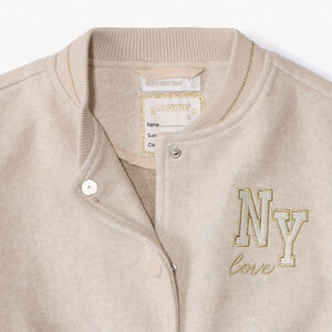 Μπεζ μακρυμάνικο σακάκι με γιακά teddy από feutrine για κορίτσι 