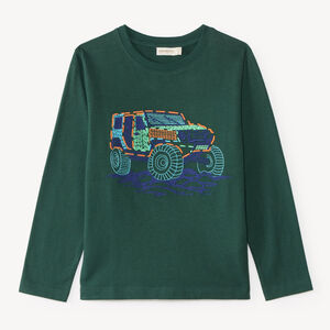 T-shirt à manches longues pour garçon avec broderie de voiture 