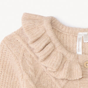 Ζακέτα πλεκτή με εφέ κοτσίδας και βολάν για bebe κορίτσι 