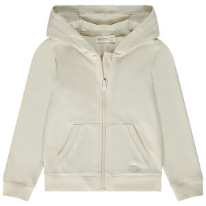 Ζακέτα με κουκούλα από molleton μονόχρωμο για κορίτσι 