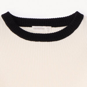 Pull manches longues en tricot côte à bords contrastants pour fille  