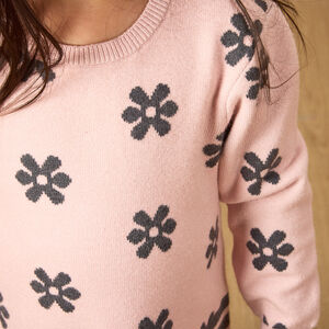 Πλεκτό φόρεμα με φαντεζί μοτίβα για bebe κορίτσι 