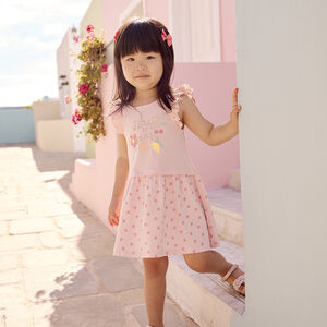 Φόρεμα κοντομάνικο με βολάν effet 2-σε-1 για bebe κορίτσι 