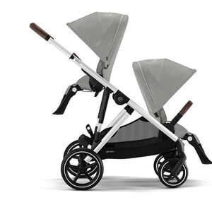 Καρότσι Gazelle S μονό/double - Σκελετός ασημί / Κάθισμα Stone Grey 