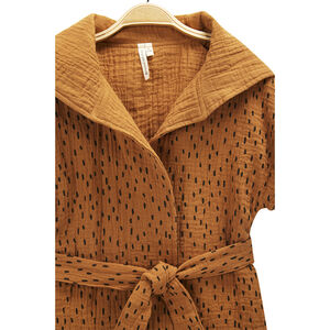 Μπουρνούζι με κουκούλα print σε βαμβακερή γάζα 