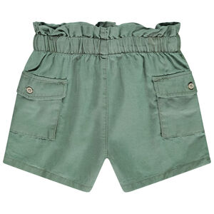 Σορτς μονόχρωμο υφασμάτινο με τσέπες για bebe κορίτσι 