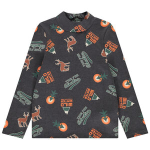 Πλεκτό με ψηλό λαιμό και φαντεζί σχέδιο για αγόρι 