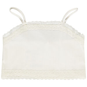 Μπλουζάκι αμάνικο κοτλέ με λεπτές τιράντες και δαντέλα για κορίτσι 