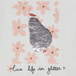 Κοντομάνικο μπλουζάκι με print από μαγικές παγιέτες για κορίτσι 