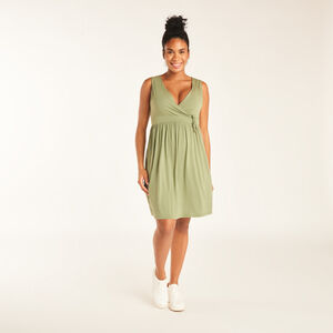 Φόρεμα χωρίς μανίκια, εφαρμοστό και μονόχρωμο, με κόμπο για έγκυες. 