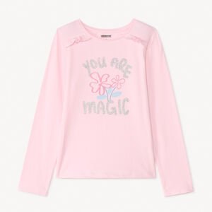 T-shirt με μακριά μανίκια με γυαλιστερό τύπωμα για κορίτσι 