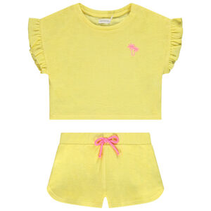 Ensemble 2 pièces uni en éponge t-shirt + short pour fille 