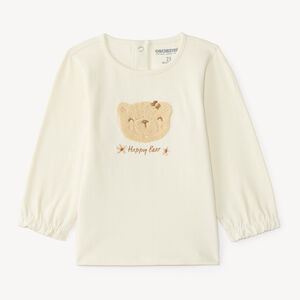 T-shirt à manches longues pour bébé fille avec patch ourson 