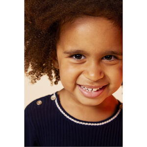 Ρόμπα μακρυμάνικη ριγέ με φαντεζί κουμπιά για bebe κορίτσι 