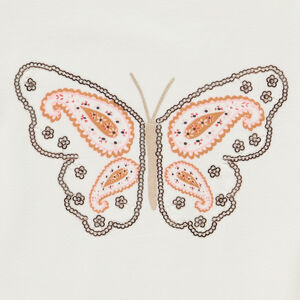 T-shirt κοντομάνικο με πεταλούδα από παγιέτες για κορίτσι 
