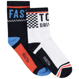 Σετ 2 ζευγάρια ασορτί κάλτσες με ζακάρ μοτίβο σκακιέρα 