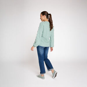 Πουλόβερ μακρυμάνικο πλεκτό με φαντεζί σχέδιο για γυναίκες 