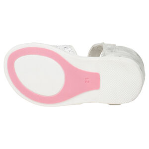 Λευκά πέδιλα με παγιέτες και αυτοκόλλητο velcro 