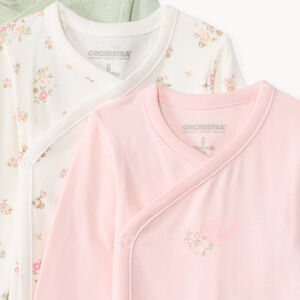 Σετ 7 φαντεζί μακρυμάνικα bodies jersey για μωρό κορίτσι με διαφορετικά ανοίγματα ανάλογα με την ηλικία 