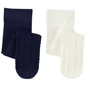 Lot de 2 paires de collants épais torsadés pour bébé fille 