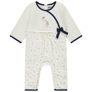 Combinaison longue en velours et jersey ouatiné imprimé fleuri et broderie pour bébé fille Main Combinaison longue en velours et jersey ouatiné imprimé fleuri et broderie pour bébé fille