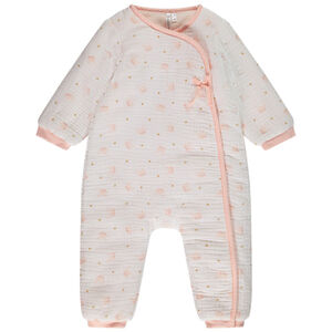 Combinaison longue en double gaze de coton imprimé lapins pour bébé fille Main Combinaison longue en double gaze de coton imprimé lapins pour bébé fille