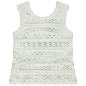 Αμάνικο μπλουζάκι πλεκτό και cochet για bebe κορίτσι 