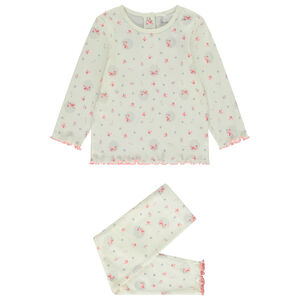 Πιτζάμα 2 τμχ. με εφέ ριπ και σχέδιο πουλιών για bebe κορίτσι 