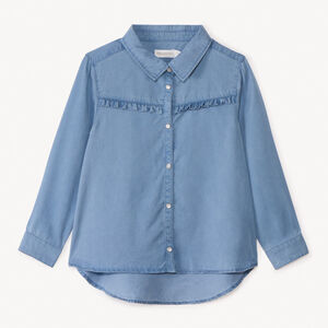 Λεπτή πουκάμισο με μακριά μανίκια και βολάν για κορίτσι 