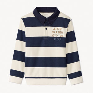 Sweat molleton à rayures et col polo pour garçon  
