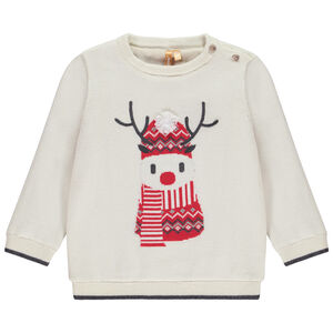 Πουλόβερ βελουτέ με κέντημα ελαφιού για μωρό αγόρι 