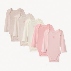 Lot de 5 bodies manches longues printés pour bébé fille 