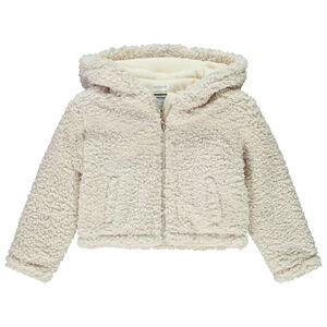 Μπουφάν κοντό με κουκούλα από sherpa για κορίτσι 