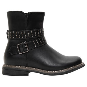 1/2 μπότες effet δερματίνη με λουριά και φαντεζί τρουκς 