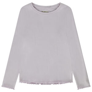 Μπλούζα μακρυμάνικη ριπ με κεντημένο λουλούδι για κορίτσι 