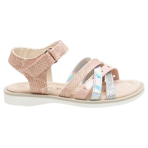 Πέδιλα με ιριδίζοντα και μεταλλιζέ λουράκια, μεγέθη από 24 έως 29 