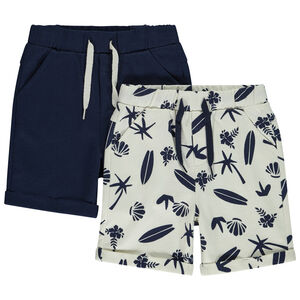Σέτ από 2 βερμούδες πλεκτό μονόχρωμο και με σχέδιο για μωρό αγόρι 